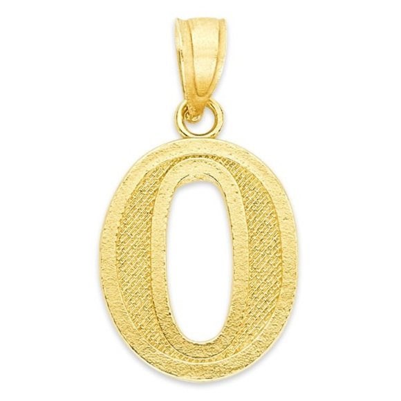 The Golden Bazaar Jewelry - 14k Gold Number 0 Pendant, Lucky Number Jewelry